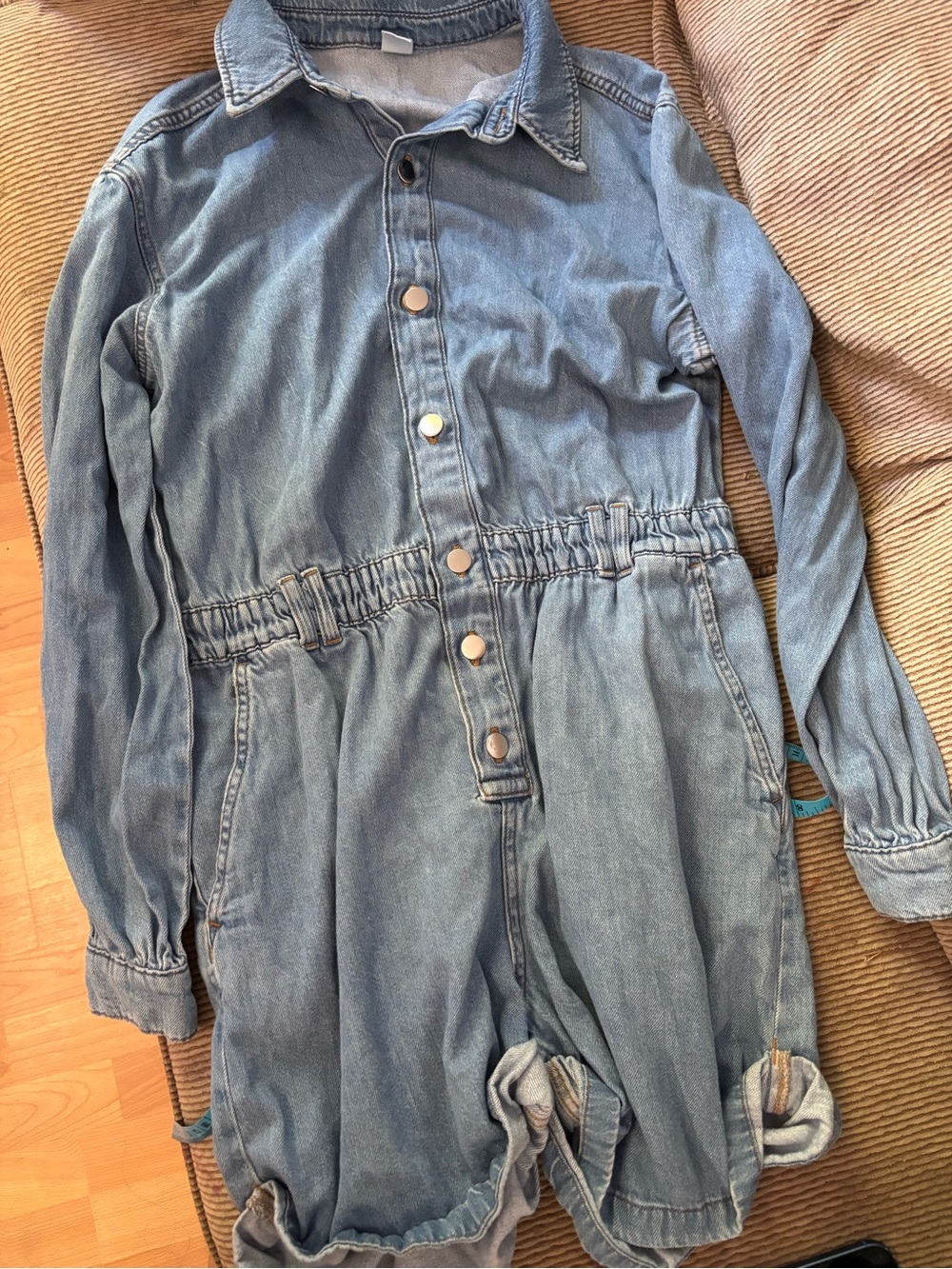 H&M Light Blue Denim Button-Front Romper
